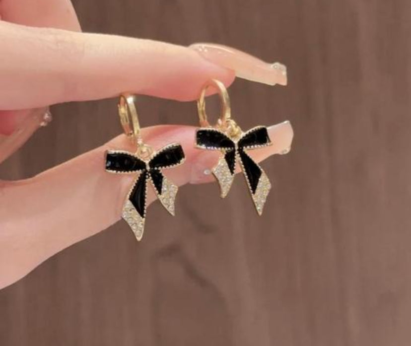 Black Bow Korean Earrings