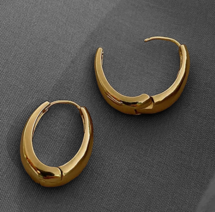 Anti Tarnish Oval Gold Plated Hoops