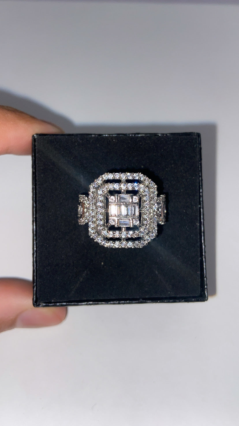 Rectangular Adjustable American Diamond Ring π