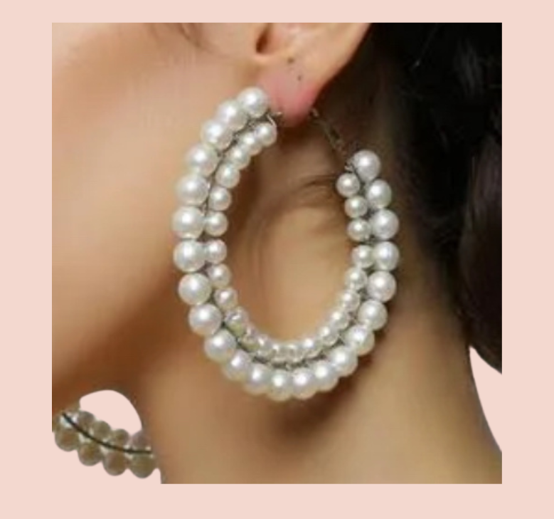 Double Layered Pearl Hoops