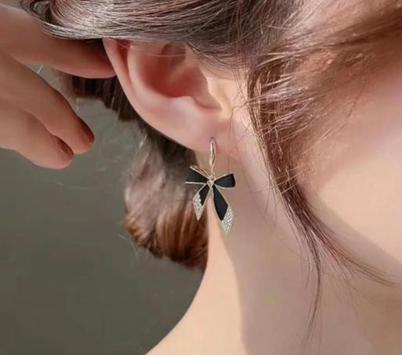 Black Bow Korean Earrings