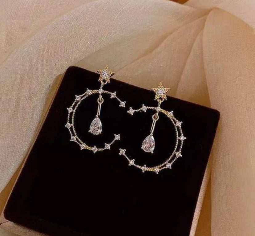 Moon and Stars Gold Plated Earrings