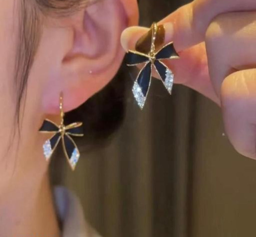 Black Bow Korean Earrings