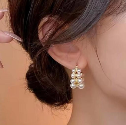 Pearl Clip On Korean Earrings