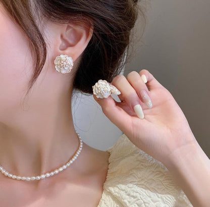 Exclusive Camelia (White Flower) Korean Earrings