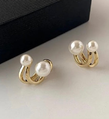 Golden Pearl Earwrap Earrings: Korean Series Inspired (Under ₹99 Deal)