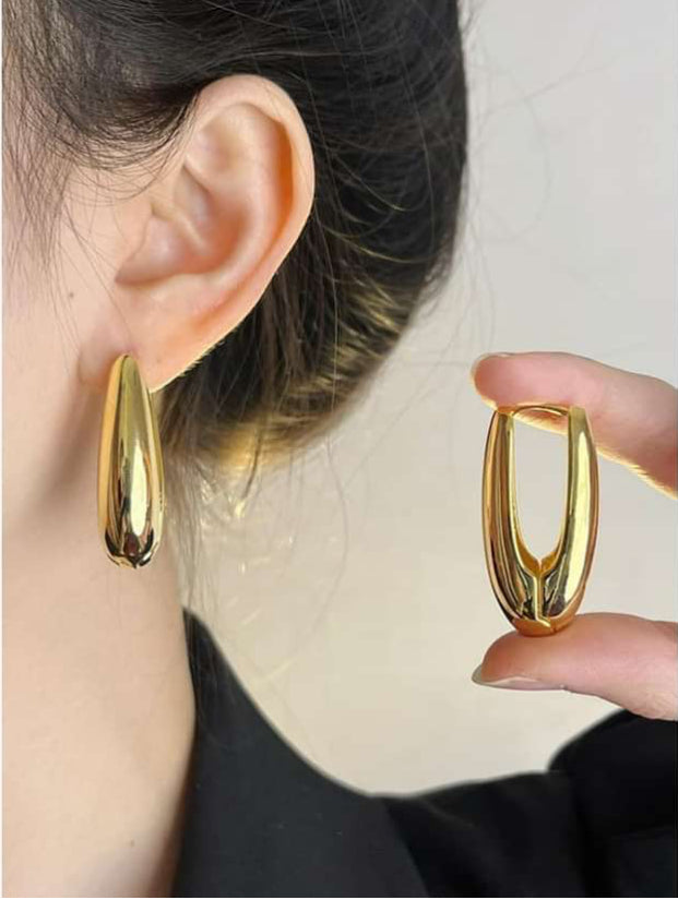 Gold Plated Oval Clip On Hoops