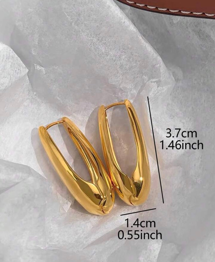 Gold Plated Oval Clip On Hoops