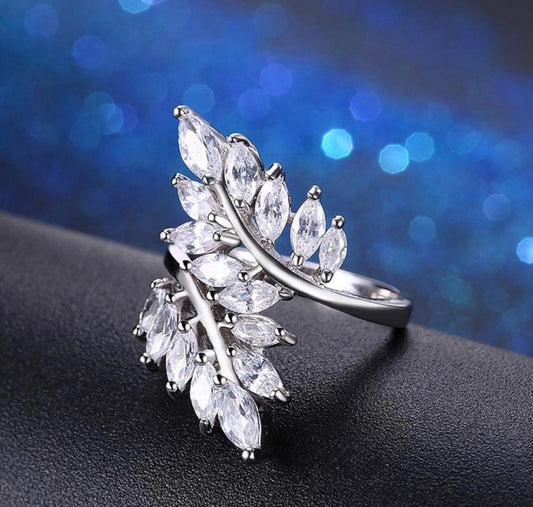 Bestselling leaf shaped adjustable designer ring with AD stones