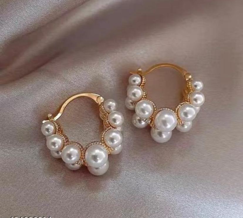 Pearl Clip On Korean Earrings