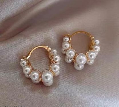 Pearl Clip On Korean Earrings