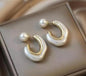 C-Shaped Dual Pearl Earrings