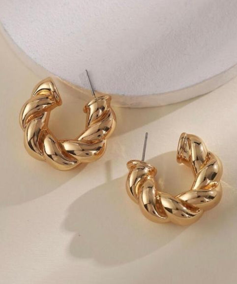 Twisted Golden Half Hoops