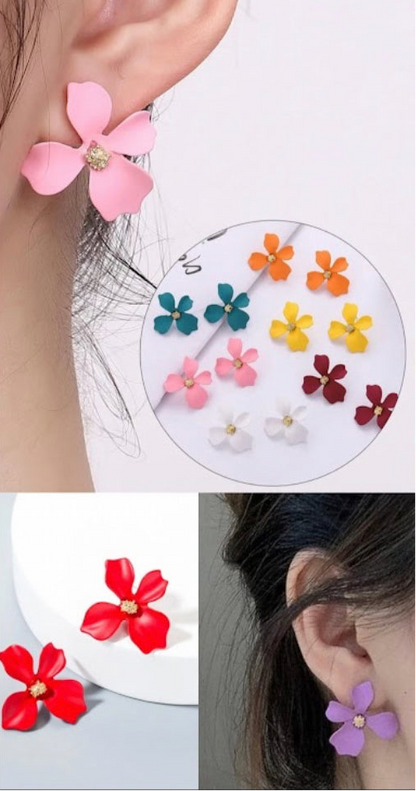 Pink Flower Earrings