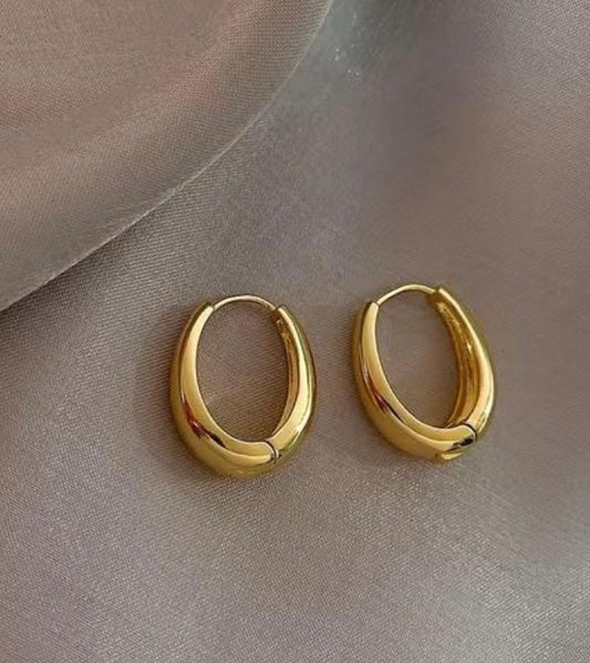 Anti Tarnish Oval Gold Plated Hoops