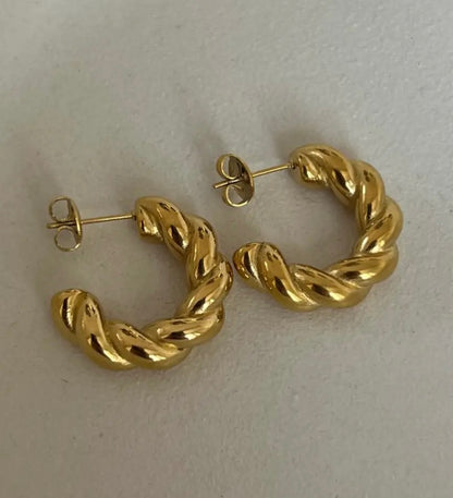 Twisted Golden Half Hoops