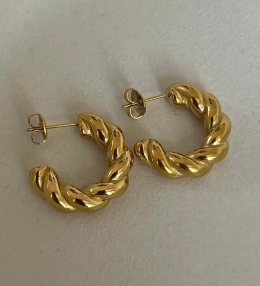 Twisted Golden Half Hoops