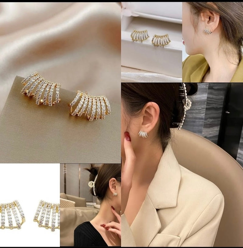 Golden Layered Korean Earrings