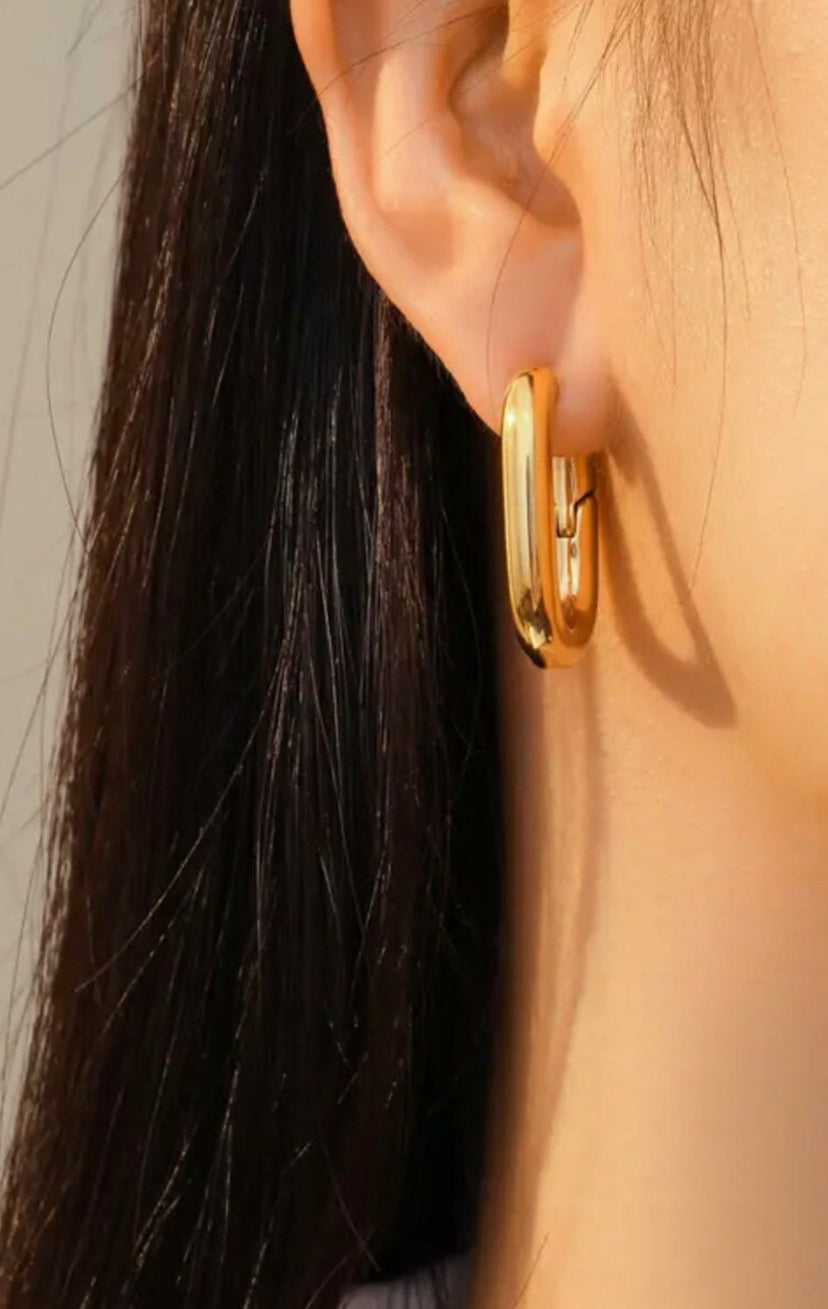 Anti Tarnish Gold Plated Oval Mini Hoops