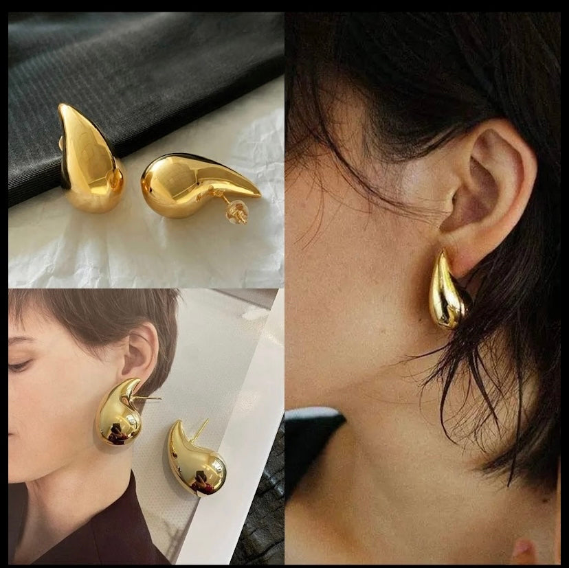 Bottega Inspired Golden Teardrop Earrings