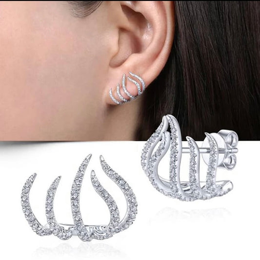 Silver celebrity style claw earrings