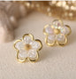 White and Golden Korean Flower Earrings (Under ₹199 Deal)