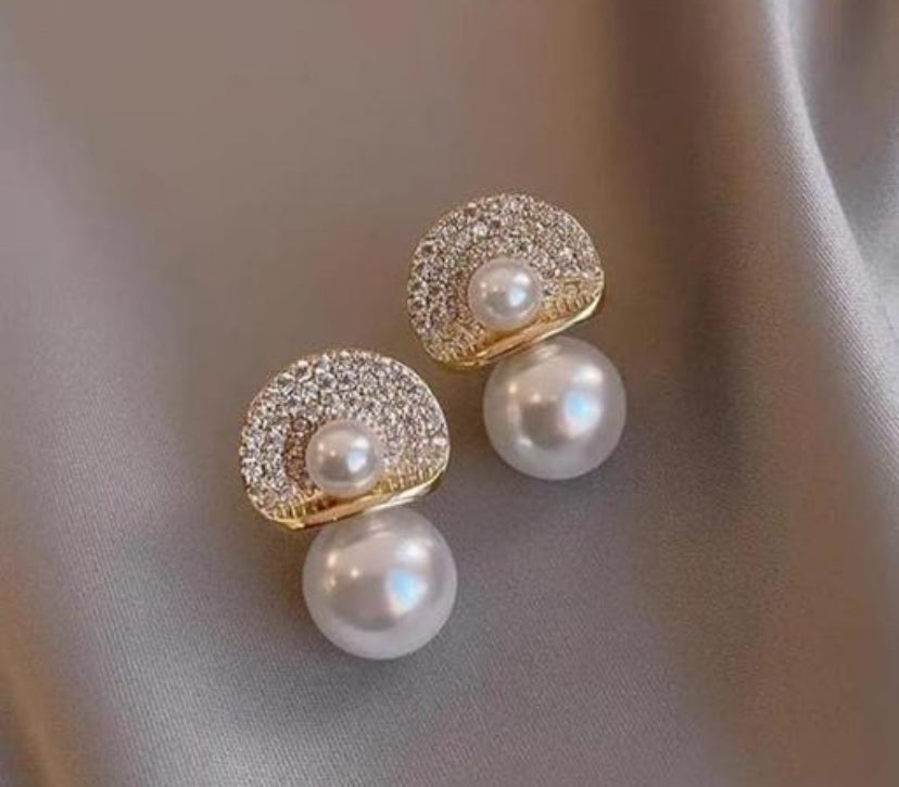 Pearl Zircon Korean Earrings