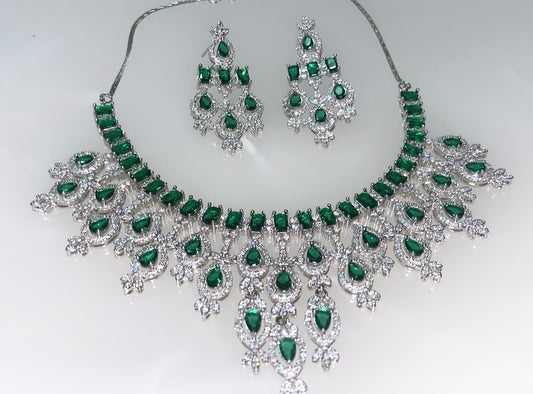 Heavy American Diamond Jewellery Set for Engagements and Weddings