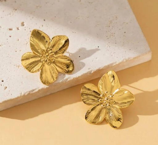 Anti Tarnish Gold Plated French Vintage Flower Earrings