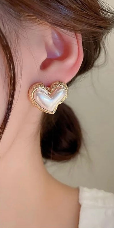 Heart Shaped Princess Pearl Earrings