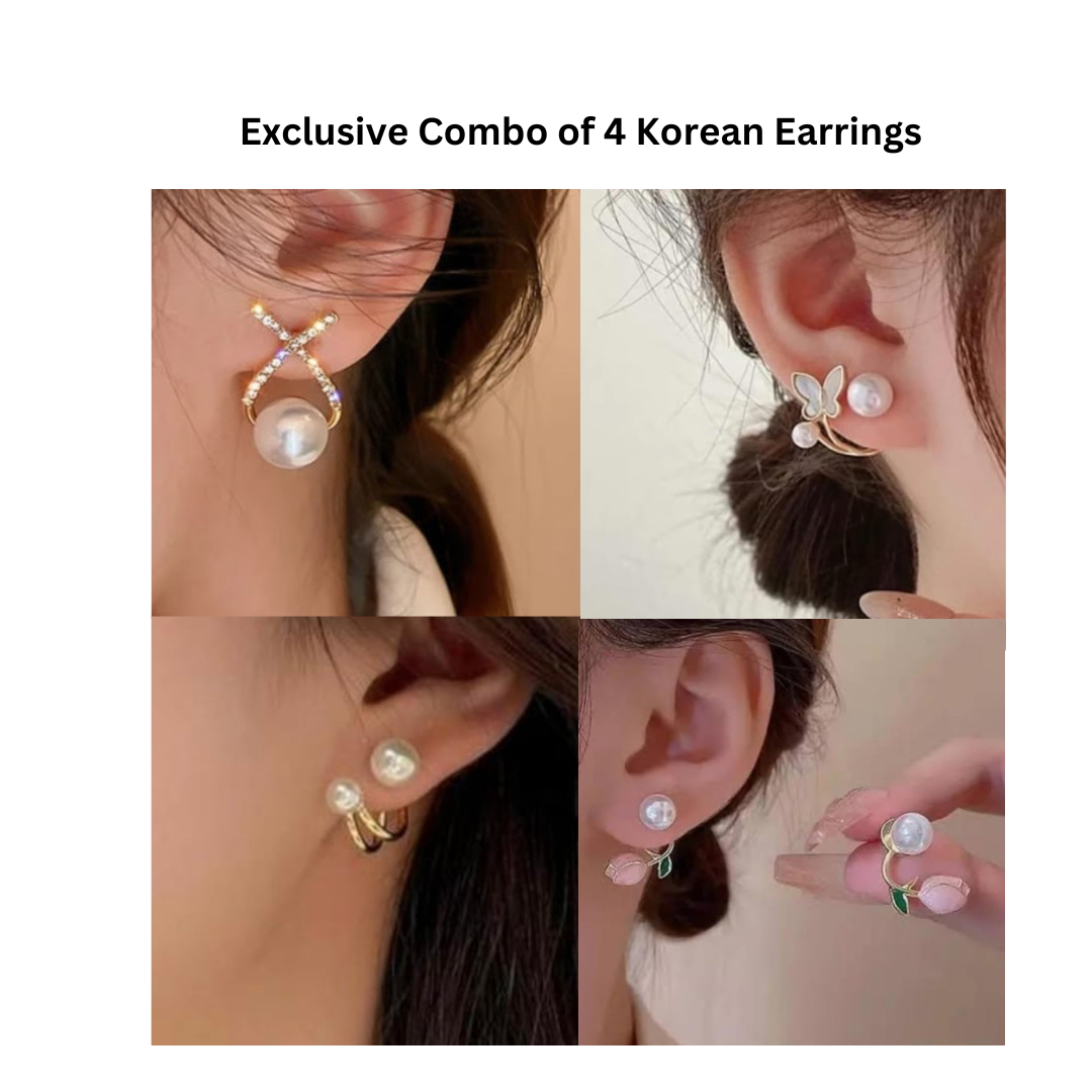 Exclusive Combo of 4 Korean Earrings (Limited Availability)