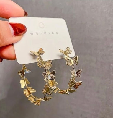 Golden Butterfly Hoops (Under ₹199)