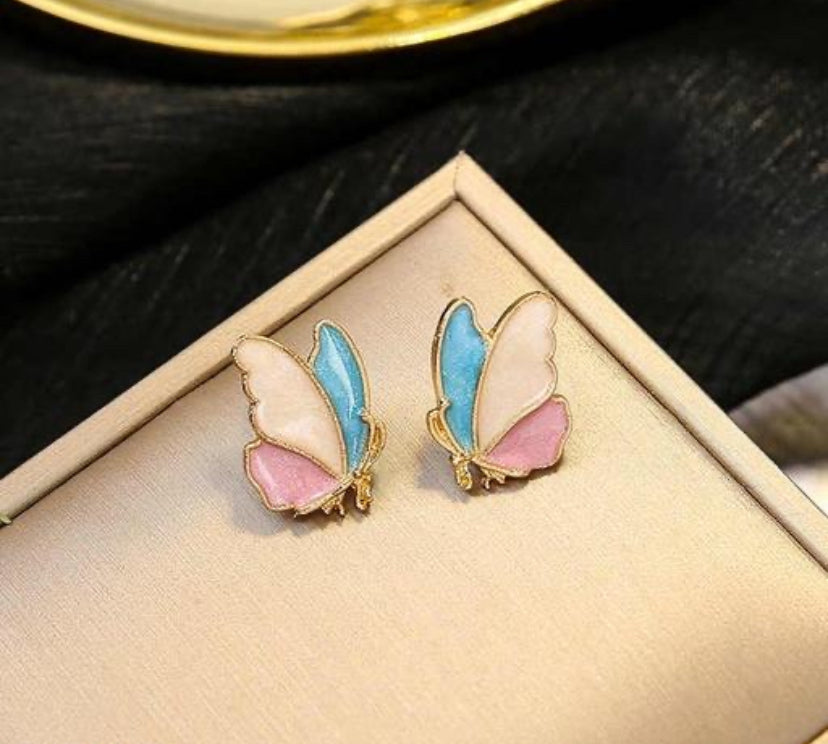 Multicoloured Butterfly Studs