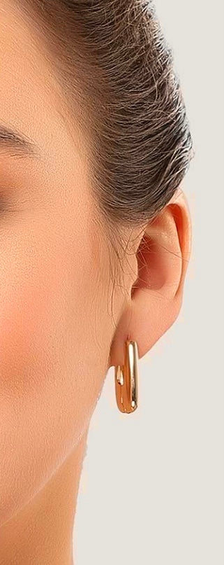 Anti Tarnish Rectangular Gold Plated Clip On Earrings