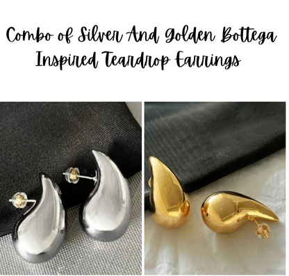 Bestselling Celebrity Inspired Teardrop Earrings Combo (Golden and Silver Earrings)