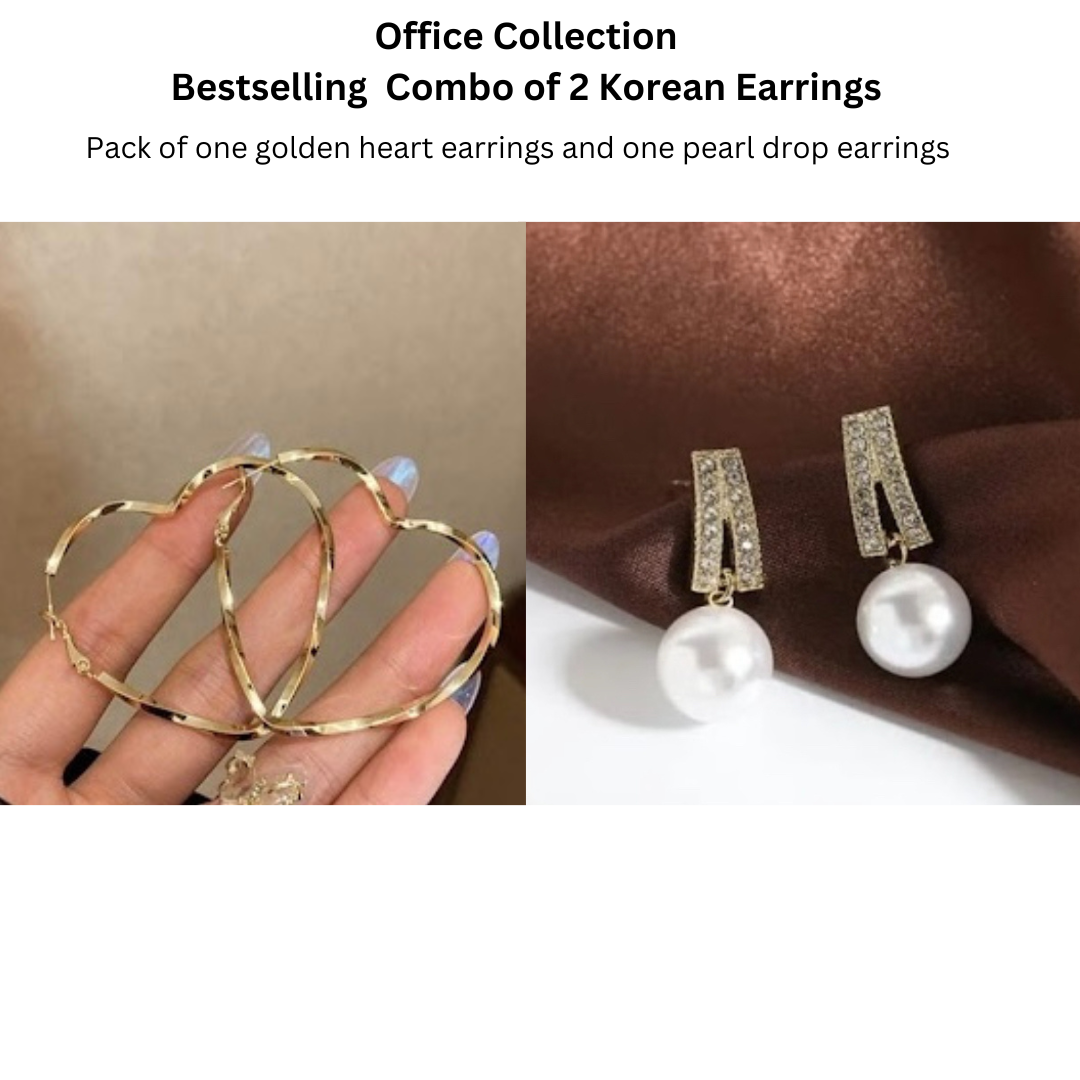 Office Wear Earrings Collection: Pack of 2 Korean Earrings