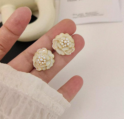 Exclusive Camelia (White Flower) Korean Earrings