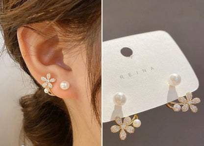 Sparkle Your Way Flower Shaped Pearl Earrings (Under ₹199 Deal)