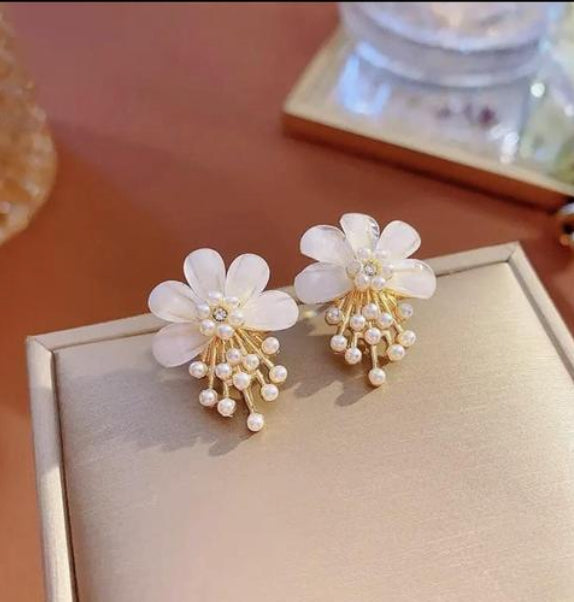 Pearl Petals Korean Earrings