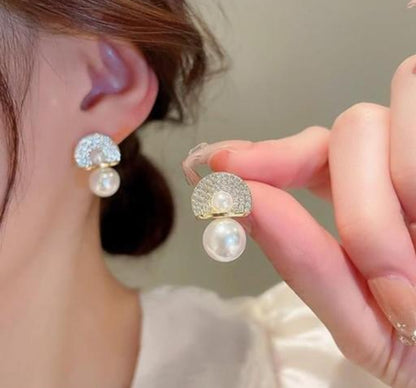 Pearl Zircon Korean Earrings