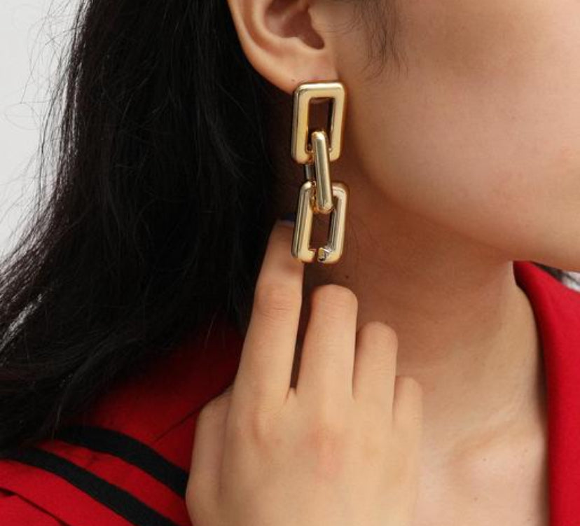 Celebrity Style Golden Chain Earrings