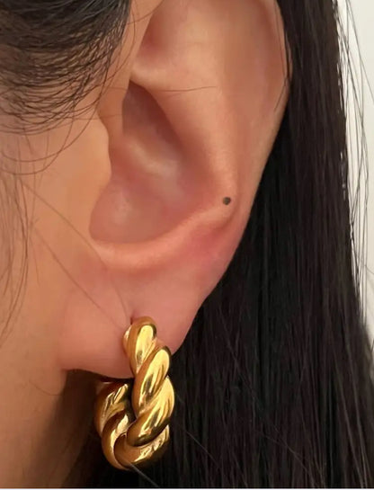 Twisted Golden Half Hoops