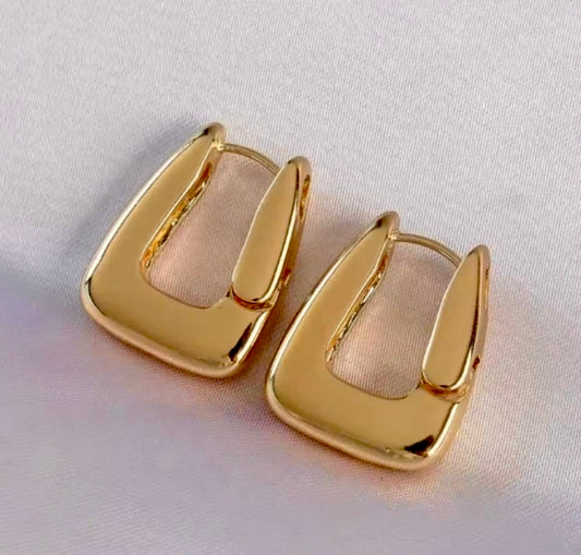 Anti Tarnish Rectangular Gold Plated Clip On Earrings