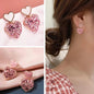 Pink Rhinestone Heart Shaped Korean Earrings