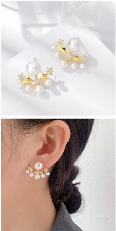 Korean pearls and stars earrings (Under ₹199 Deal)