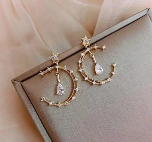 Moon and Stars Gold Plated Earrings