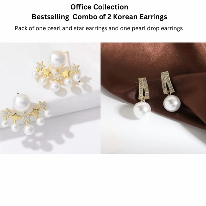 Office Wear Earrings Collection: Pack of 2 Korean Earrings