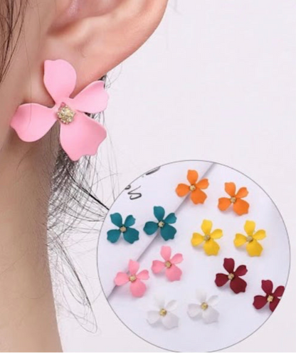 Pink Flower Earrings