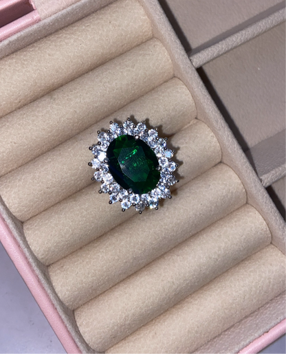 Emerald American Diamond Adjustable Cocktail Ring (#Design 7)