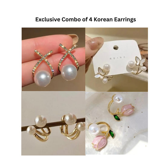 Exclusive Combo of 4 Korean Earrings (Limited Availability)